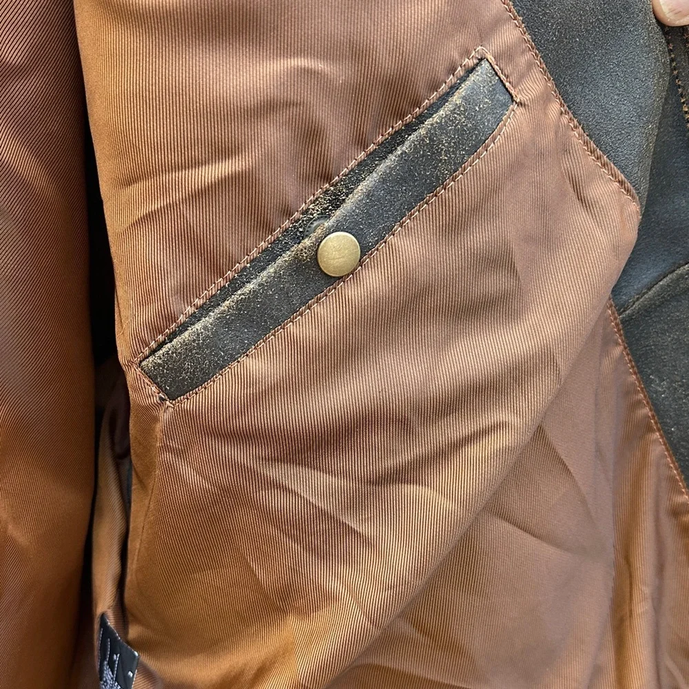 Harley-Davidson Vintage Distressed Brown with Black trim Leather Bomber Jacket - Picture 7 of 16